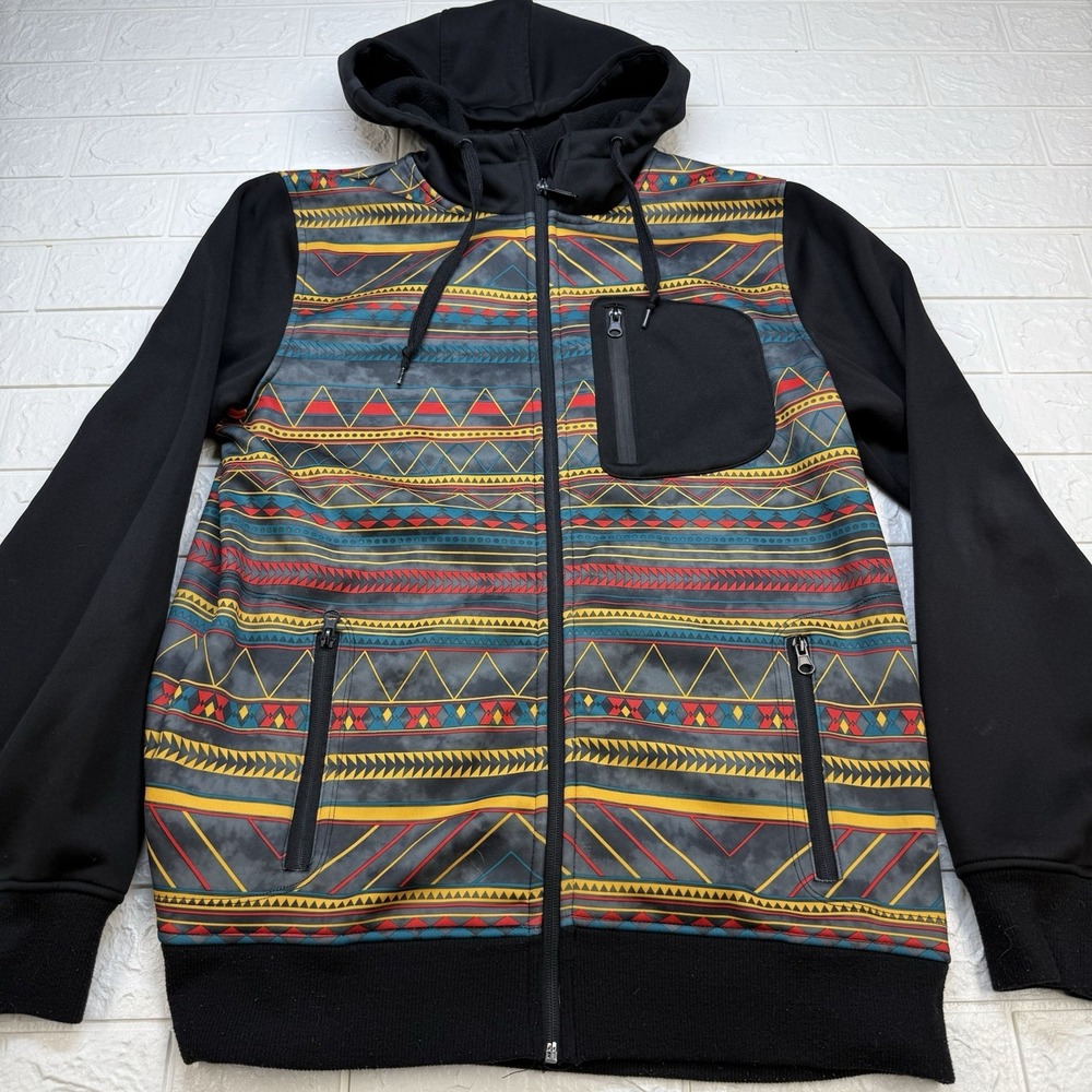 Empyre Surplus Co Mens Aztec Full Zip Hooded Jacket Multicolor Medium